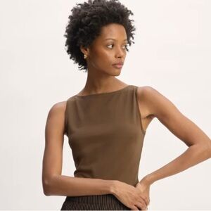 Everlane Supima Form Boatneck Tank Brown